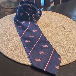 Museum Artifacts United States Flag Navy Blue Patterned All Silk Tie